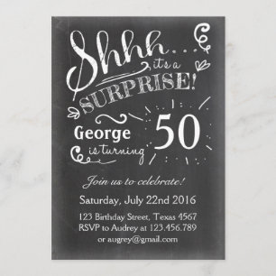 50 Überraschungsgeburt Einladung Chalkboard Rustic