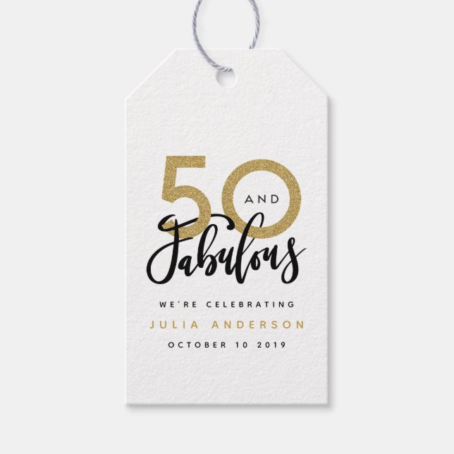 50 und ein fabelhaftes Geschenketikett Geschenkanhänger (Vorderseite)