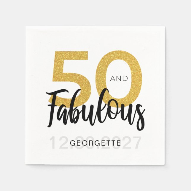 50 und Fab Birthday Script Party Paper Serviette (Vorderseite)