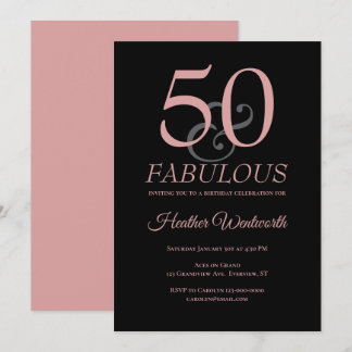 50 und Fabelhaft 50. Geburtstag Dusty Pink Einladung