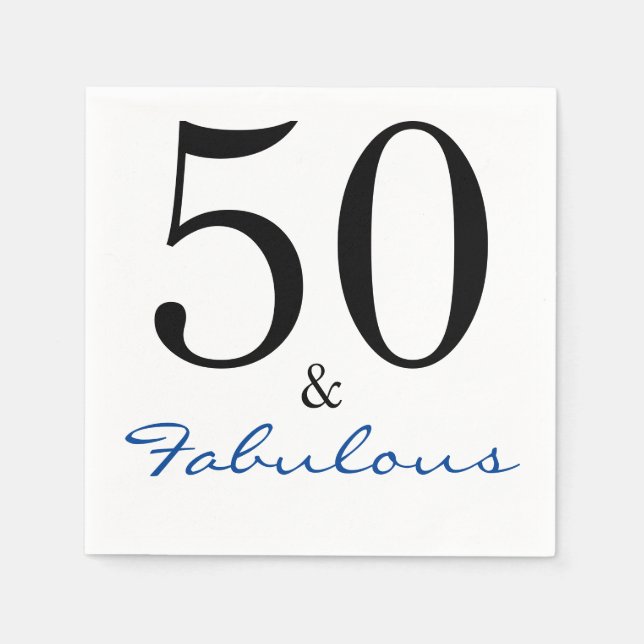 50 und fabelhaft Birthday Blue Serviette (Vorderseite)