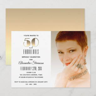 50 und Fabelhaft Einfach Elegant Gold 50. Geburtst Einladung