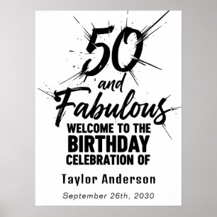 50 und Fabelhaft Geburtstag Explosives Schwarz und Poster