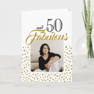 50 und Fabelhaft Gold Glitter Foto 50. Geburtstag Feiertagskarte