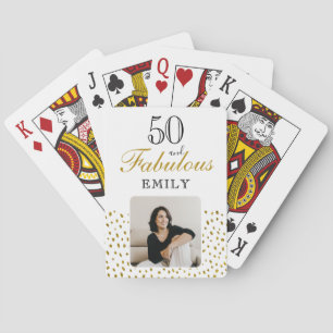 50 und Fabelhaft Gold Glitter Foto 50. Geburtstag Spielkarten