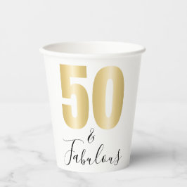 50 und fabelhaft in Gold und Schwarz Pappbecher