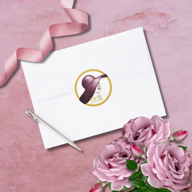 50 und fabelhaft kundenspezifisch runder aufkleber (Von Creator hochgeladen)