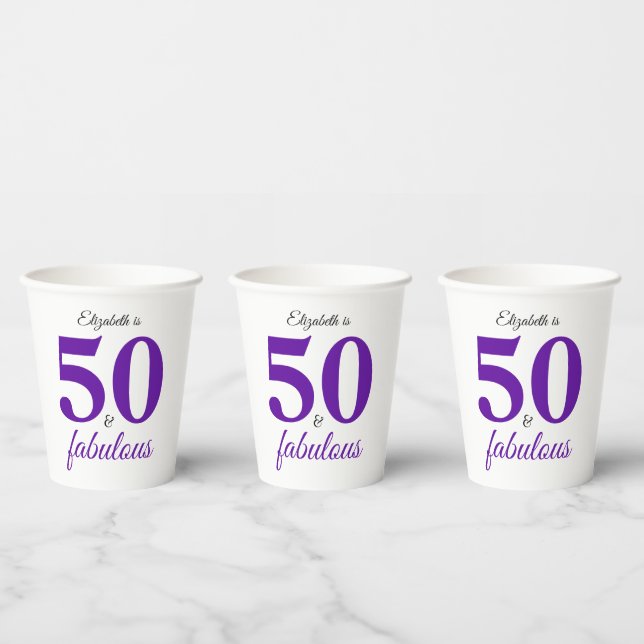 50 und fabelhaft Lila Pappbecher (Multi)