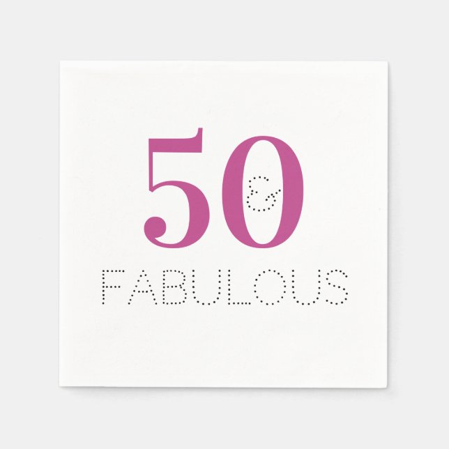 50 und fabelhaft | Magenta Pink Party Paper Napkin Serviette (Vorderseite)