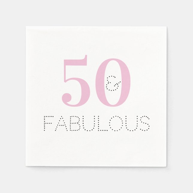 50 und fabelhaft | Moderne Typografie Rosa Geburts Serviette (Vorderseite)