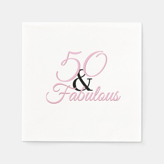 50 und fabelhaft | Pink Birthday Party Paper Neape Serviette (Vorderseite)