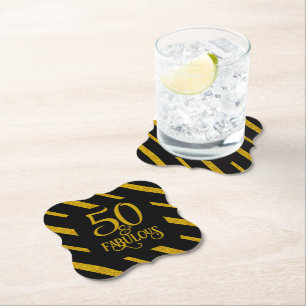 50 und Fabelhaft Schwarz und Gold Untersetzer