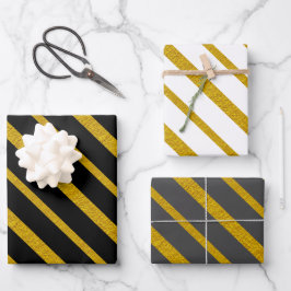 50 und fabelhaft Schwarz-weiß Grau und Gold Geschenkpapier Set