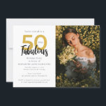 50 und fabelhafte 50. Foto Geburtstagsparty Einladung<br><div class="desc">Feiern Sie mit unserer exklusiven 50. Geburtstagsfeier einen bemerkenswerten Meilenstein. Diese Karte zeigt das elegante Foto des Geburtstagsmädchens, das ein halbes Jahrhundert lang mit Stil und Eleganz geehrt wurde. Ob Sie eine intime Ansammlung planen oder ein großes Soirée, unsere 50. Geburtstagsfeier wird Ihnen dabei helfen, den perfekten Ton für diesen...</div>