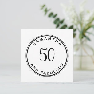 50 und fabelhafte 50. Geburtstag Moderne Minimal Einladung