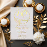 50 und fabelhafte 50. Geburtstagsparty gestempelt Folieneinladung<br><div class="desc">Elegantes Typografie-Design "50 und Fabulous" 50. Geburtstagsparty-Design mit einem Rose Kontur Rundrahmen.</div>