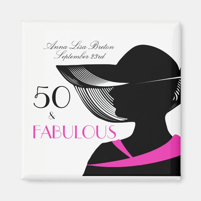 50 und fabelhafte Art Déco Elegant 50. Geburtstag Magnet (Vorne)