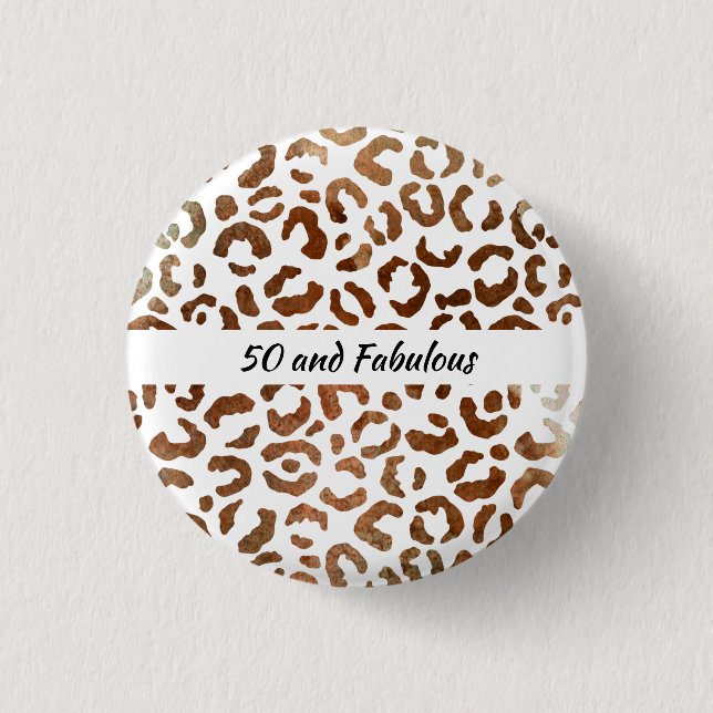 50 und fabelhafte Big Cat Print Abstrakt Button (Vorderseite)