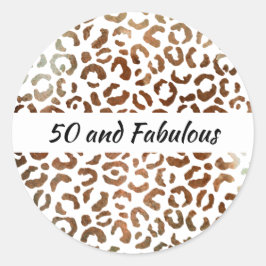 50 und fabelhafte Big Cat Print Abstrakt Runder Aufkleber