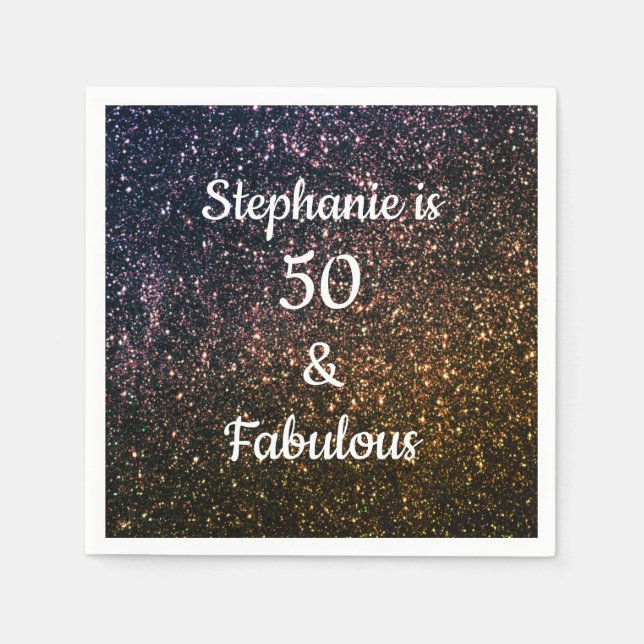 50 und fabelhafte Birthday Gold Black Glitzer Cool Serviette (Vorderseite)