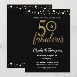 50 und fabelhafte Birthday Gold und Black Confetti Einladung