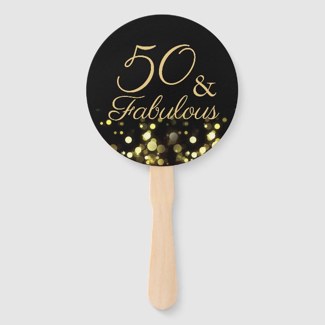 50 und fabelhafte Black and Gold Geburtstag Fächer (Vorderseite)