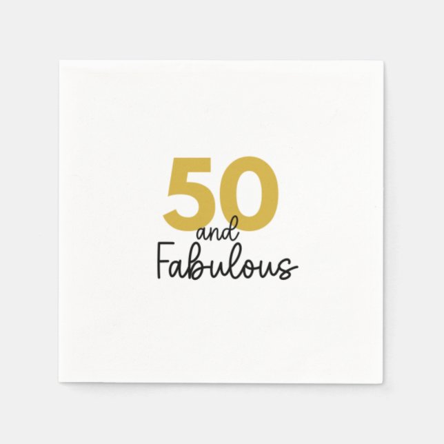 50 und fabelhafte Black and Gold Paper Napkin Serviette (Vorderseite)