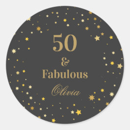 50 und fabelhafte Black Golden Birthday Party Runder Aufkleber
