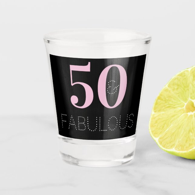 50 und fabelhafte Black Pink Birthday Party Gefall Schnapsglas (Vorderseite)