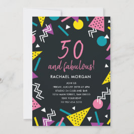 50 und fabelhafte Black Retro Birthday Einladung