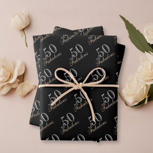 50 und fabelhafte Elegant Black 50. Geburtstag Geschenkpapier Set