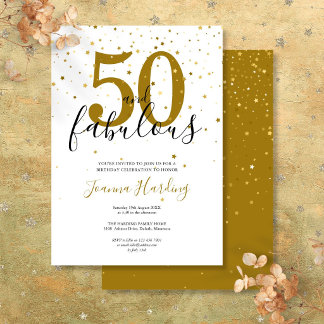 50 und fabelhafte Elegant Gold und Black Birthday Einladung