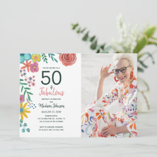 50 und fabelhafte elegante florale Wasserfarbe Einladung