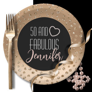 50 und fabelhafte Feminine Stilvolle Gold Black Bl Pappteller