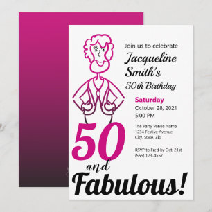 50 und fabelhafte Funny Funny Pink und Black Lady Einladung