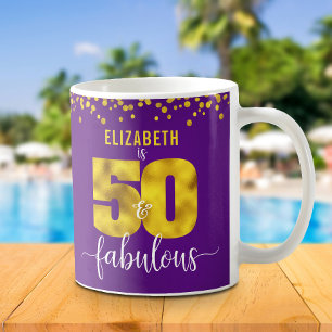 50 und fabelhafte Geburtstage lila Goldfolien-Punk Kaffeetasse