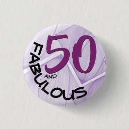 50 und fabelhafte Geburtstagsgeburt Lila Schwarze  Button