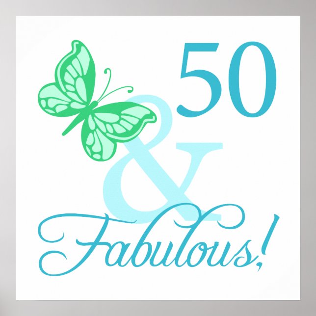 50 und fabelhafte Geburtstagsgeschenke (Aqua) Poster (Vorne)