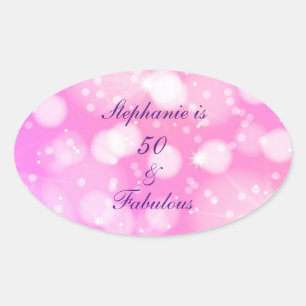 50 und fabelhafte Geburtstagskleidung Pink Rose Li Ovaler Aufkleber