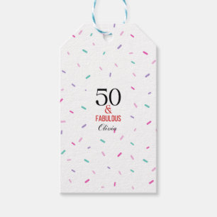 50 und fabelhafte Geburtstagsparty Colorful Confet Geschenkanhänger