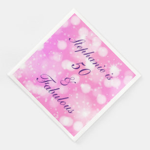 50 und fabelhafte Geburtstagsrosa Lila Glitterie C Serviette