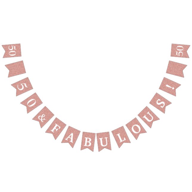 50 und fabelhafte Glitterie Rose Gold White Geburt Wimpelkette (Alle)