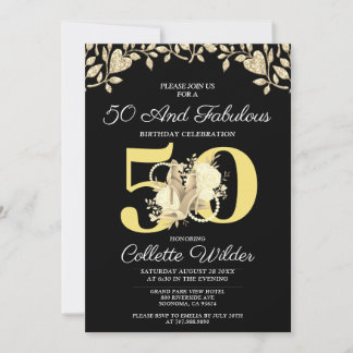50 und fabelhafte Gold Black Birthday Einladung