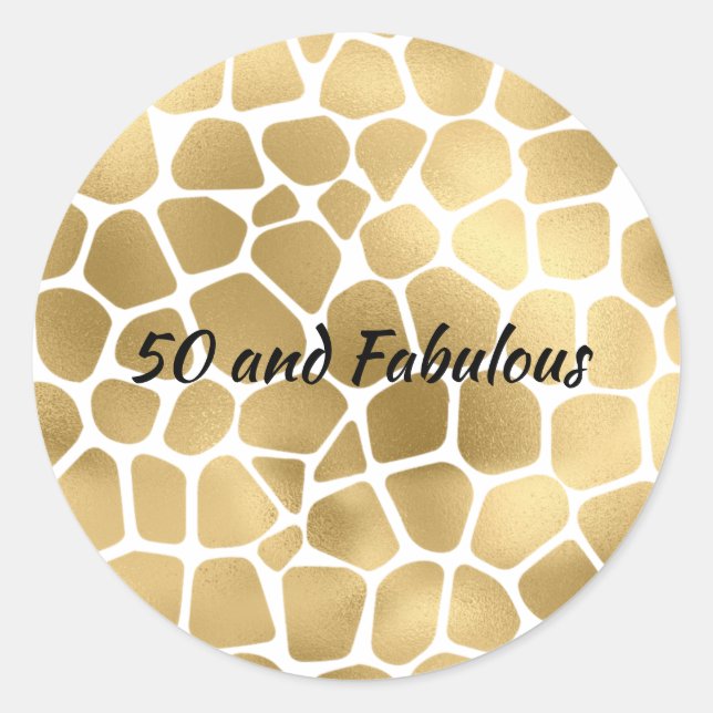 50 und fabelhafte Gold Giraffe Abstrakt drucken Runder Aufkleber (Vorderseite)