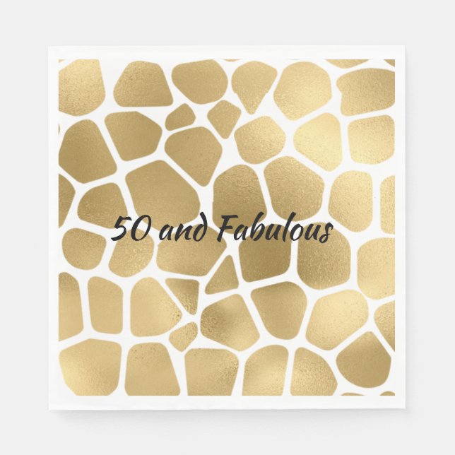 50 und fabelhafte Gold Giraffe Abstrakt drucken Serviette (Vorderseite)