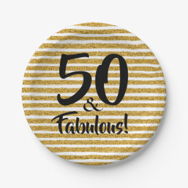 50 und fabelhafte Gold Glitzer Stripe Cake Teller