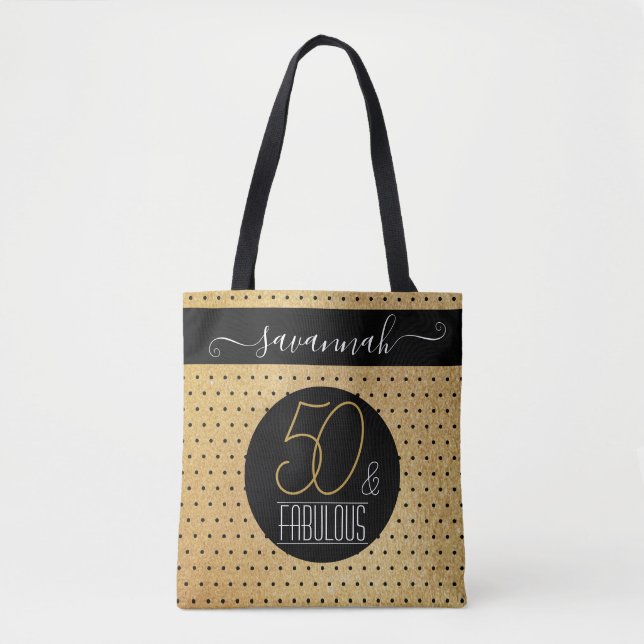 50 und fabelhafte Gold Individuelle Name Geburtsta Tasche (Vorderseite)