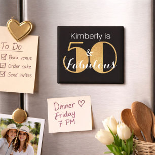 50 und fabelhafte Gold Personalisierte Geburtstags Magnet