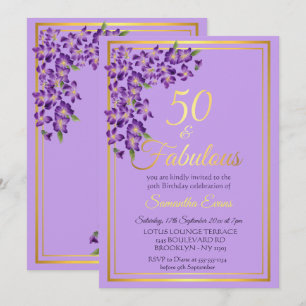 50 und fabelhafte Gold Violet 50. Geburtstag Einladung