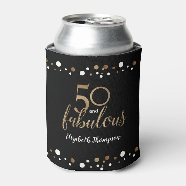 50 und fabelhafte goldene schwarze Konfetti-Bezeic Dosenkühler (Kanne Vorderseite)
